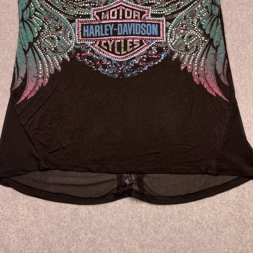 Vintage Harley-Davidson T-Shirt Womens Medium Black Rhinestones Embellished USA - Picture 4 of 11